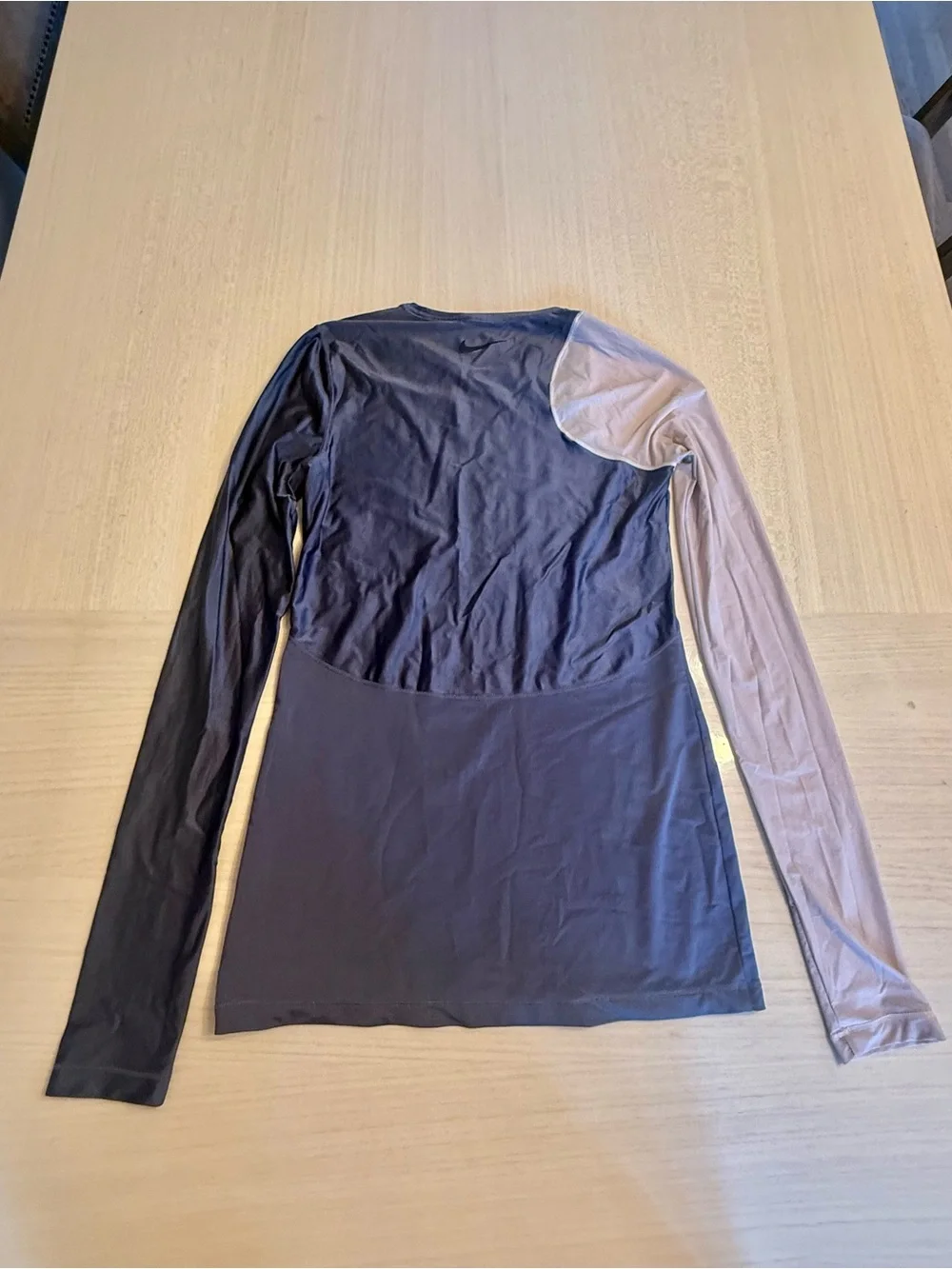 Nike Pro Hypercool Long Sleeve Colorblock Top Sheer Purple Nude Nylon